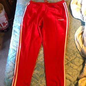 Adidas Red/ white stripe joggers XL men’s.